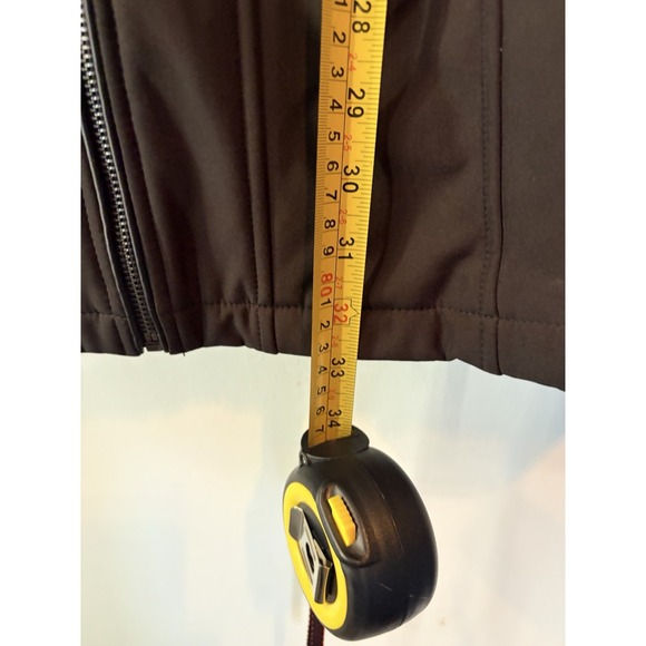 Michael Kors Long Black Hooded Coat Quilted Sleeves Medium Soft Shell Stretch - Picture 7 of 8